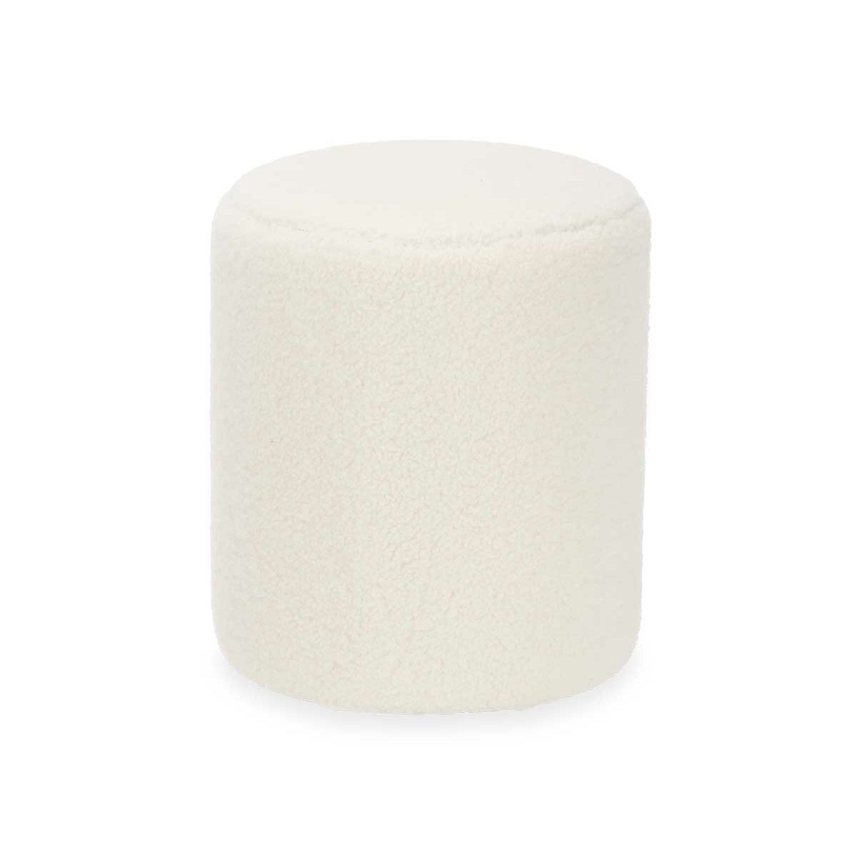 Pouffe Gift Decor White Cloth MDF Wood-0