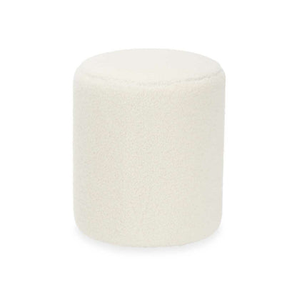 Pouffe Gift Decor White Cloth MDF Wood-0