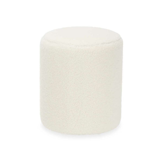 Pouffe Gift Decor White Cloth MDF Wood-0