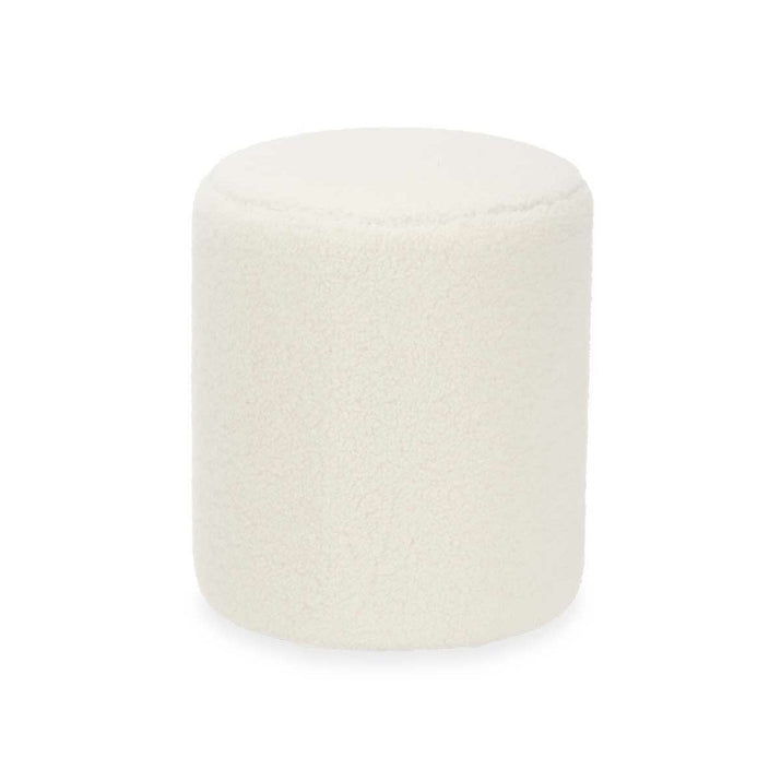 Pouffe Gift Decor White Cloth MDF Wood-0