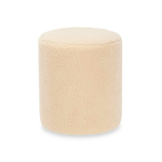 Pouffe Gift Decor Beige Cloth MDF Wood-0